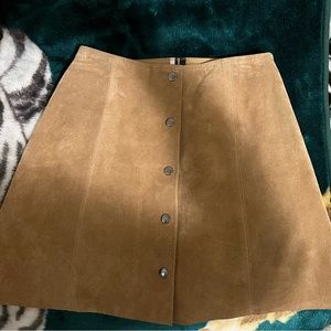 Topshop genuine suede leather tan miniskirt